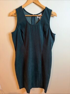 Vintage Suede Style Sleeveless Emerald/Teal Dress